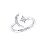Starlit Moon Diamond Ring in Sterling Silver
