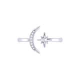 Starlit Moon Diamond Ring in Sterling Silver