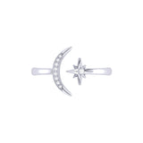 Starlit Moon Diamond Ring in 14K White Gold