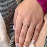 Starlit Moon Diamond Ring in Sterling Silver