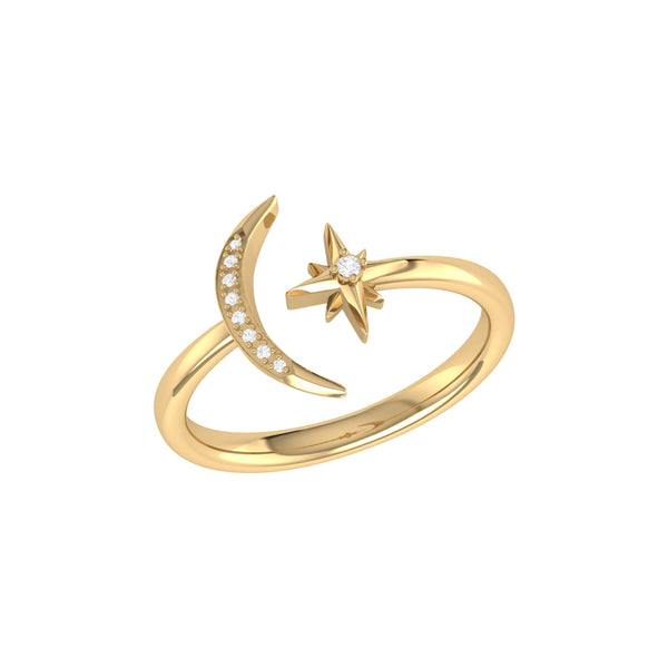Starlit Moon Diamond Ring in 14K Yellow Gold Vermeil on Sterling Silver