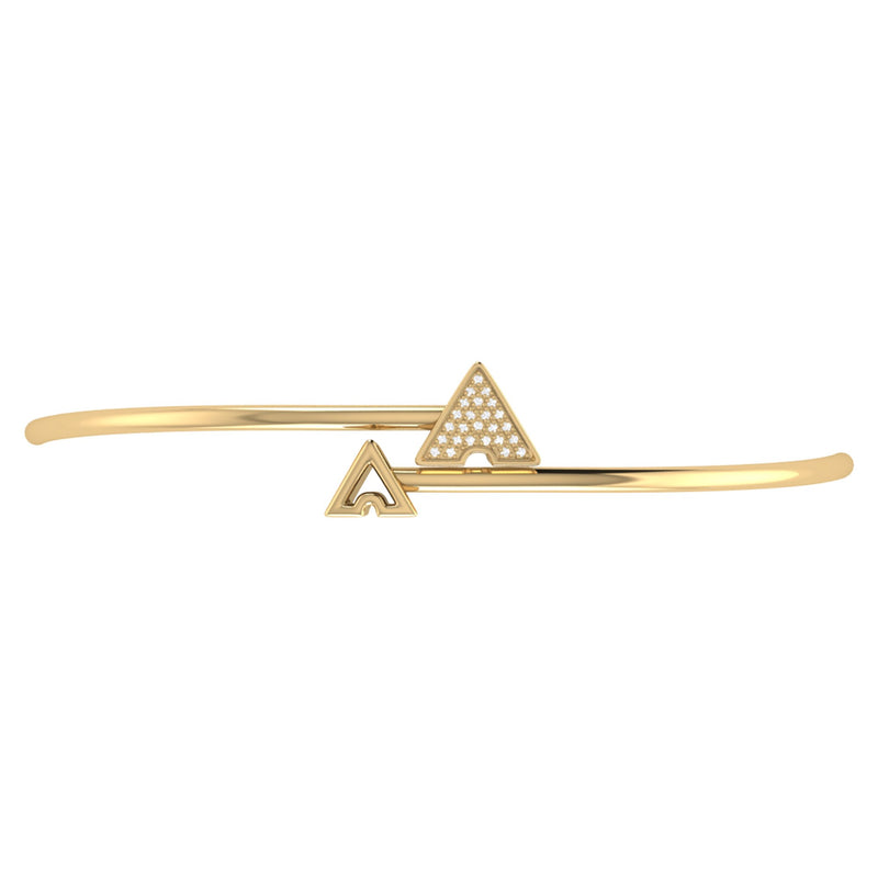Skyscraper Triangle Roof Adjustable Diamond Bangle in 14K Yellow Gold Vermeil on Sterling Silver