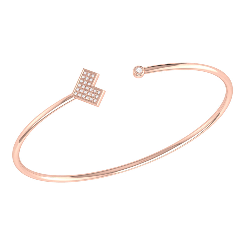 One Way Arrow Adjustable Diamond Cuff in 14K Rose Gold Vermeil on Sterling Silver
