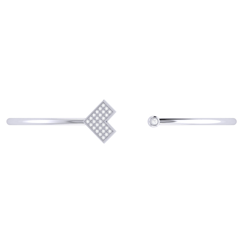 One Way Arrow Adjustable Diamond Cuff in Sterling Silver