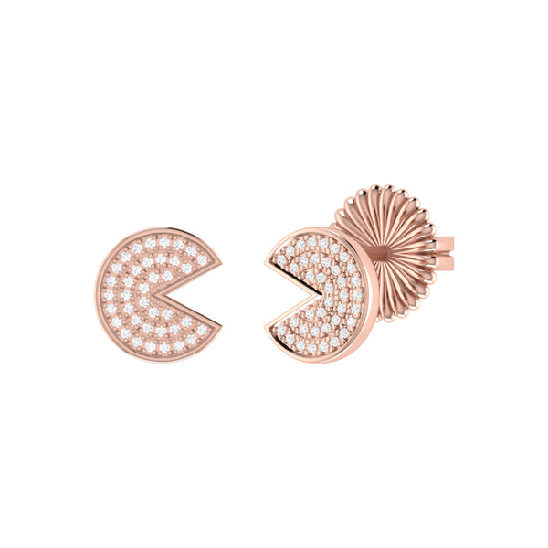 Pac-Man Candy Diamond Earrings in 14K Rose Gold Vermeil on Sterling Silver