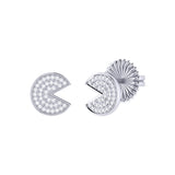 Pac-Man Candy Diamond Earrings in Sterling Silver