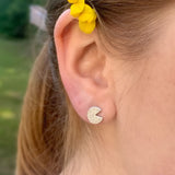 Pac-Man Candy Diamond Earrings in Sterling Silver