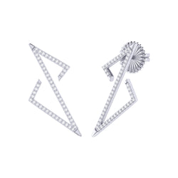 Electric Spark Zig Zag Diamond Earrings in Sterling Silver