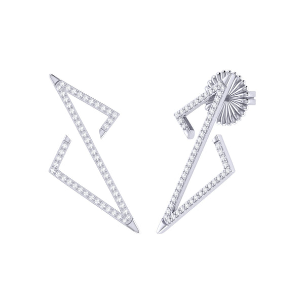 Electric Spark Zig Zag Diamond Earrings in 14K White Gold