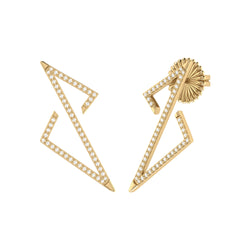 Electric Spark Zig Zag Diamond Earrings in 14K Yellow Gold