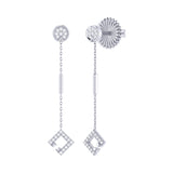 Straight Lace Open Square Street Diamond Earrings in Sterling Silver