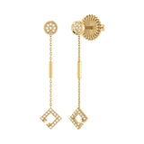 Straight Lace Open Square Street Diamond Earrings in 14K Yellow Gold Vermeil on Sterling Silver