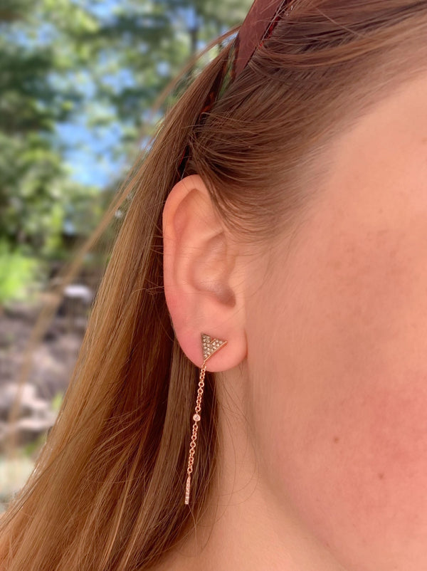 Rise & Grind Triangle Diamond Drop Earrings in 14K Rose Gold