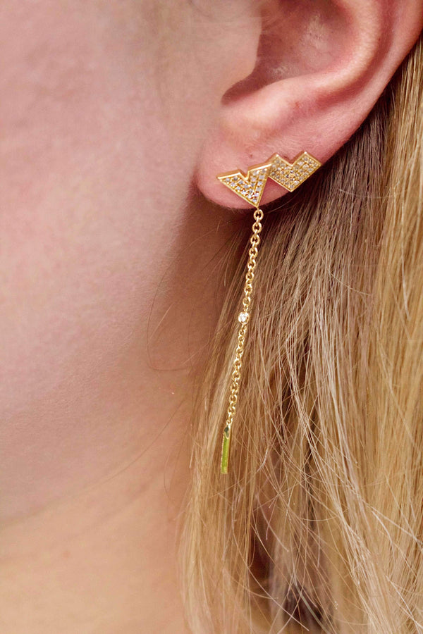 Rise & Grind Triangle Diamond Drop Earrings in 14K Yellow Gold