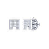 City Arches Square Diamond Stud Earrings in Sterling Silver