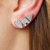 City Arches Square Diamond Stud Earrings in Sterling Silver