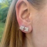 City Arches Square Diamond Stud Earrings in Sterling Silver