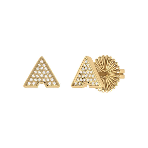 Skyscraper Triangle Diamond Stud Earrings in 14K Yellow Gold