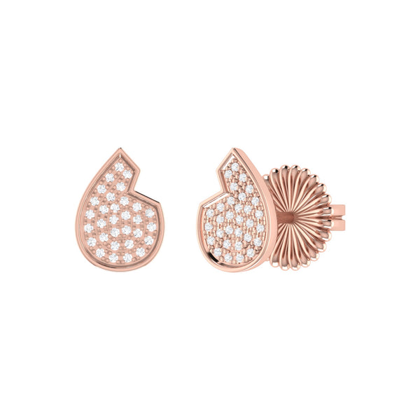 Street Cycle Open Teardrop Diamond Stud Earrings in 14K Rose Gold