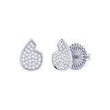 Street Cycle Open Teardrop Diamond Stud Earrings in Sterling Silver