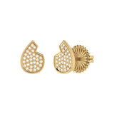 Street Cycle Open Teardrop Diamond Stud Earrings in 14K Yellow Gold Vermeil on Sterling Silver