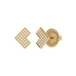 One Way Arrow Diamond Stud Earrings in 14K Yellow Gold