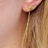 One Way Arrow Diamond Stud Earrings in 14K Yellow Gold Vermeil on Sterling Silver