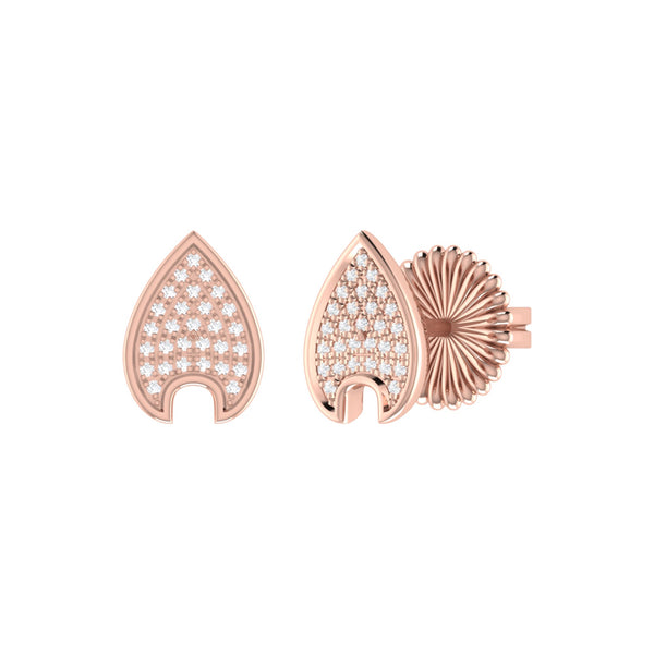 Raindrop Diamond Stud Earrings in 14K Rose Gold