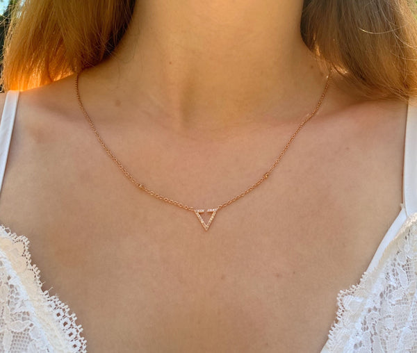Skyline Triangle Diamond Necklace in 14K Rose Gold