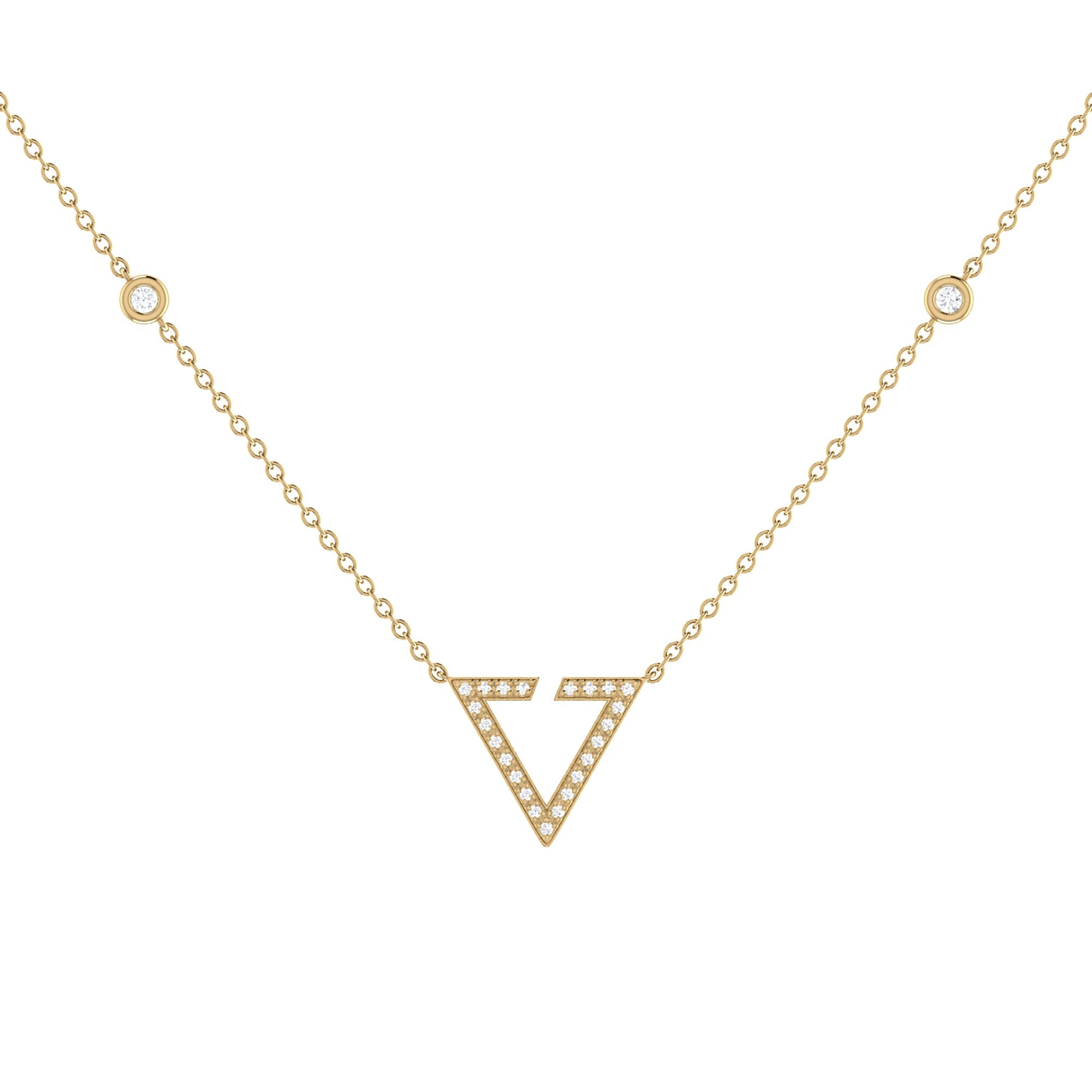 Skyline Triangle Diamond Necklace in 14K Yellow Gold – LuvMyJewelry