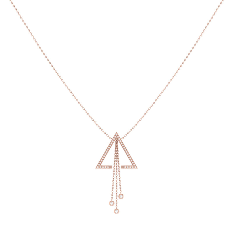 Skyline Triangle Bolo Adjustable Diamond Lariat Necklace in 14K Rose Gold