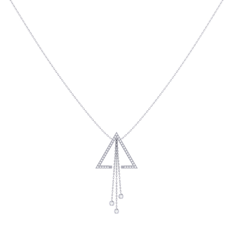 Skyline Triangle Bolo Adjustable Diamond Lariat Necklace in Sterling Silver