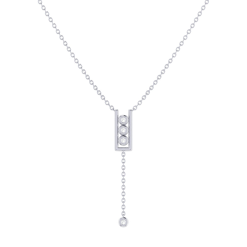 Traffic Light Bolo Adjustable Diamond Lariat Necklace in 14K White Gold