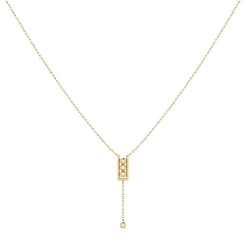 Traffic Light Bolo Adjustable Diamond Lariat Necklace in 14K Yellow Gold