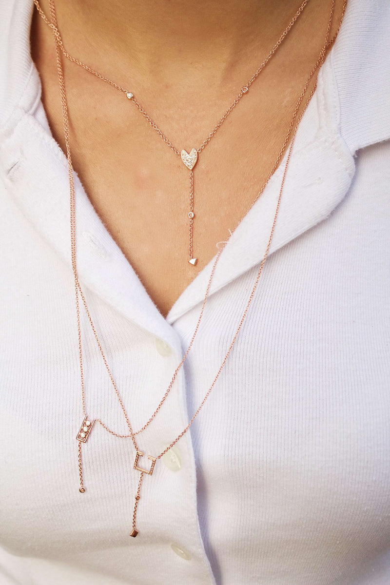 14K White Gold Lariat Diamond Necklace