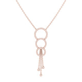 Chandelier Circle Trio Bolo Adjustable Diamond Lariat Necklace in 14K Rose Gold Vermeil on Sterling Silver