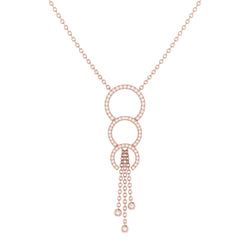 Chandelier Circle Trio Bolo Adjustable Diamond Lariat Necklace in 14K Rose Gold