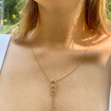 Chandelier Circle Trio Bolo Adjustable Diamond Lariat Necklace in 14K Rose Gold Vermeil on Sterling Silver