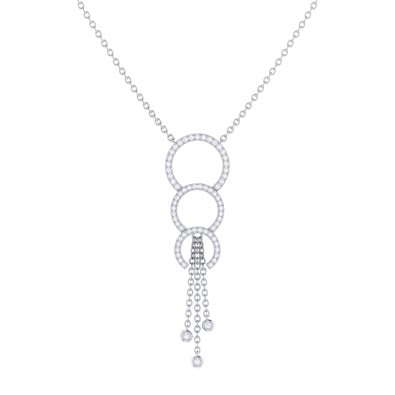 Chandelier Circle Trio Bolo Adjustable Diamond Lariat Necklace in Sterling Silver