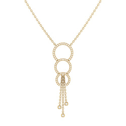 Chandelier Circle Trio Bolo Adjustable Diamond Lariat Necklace in 14K Yellow Gold
