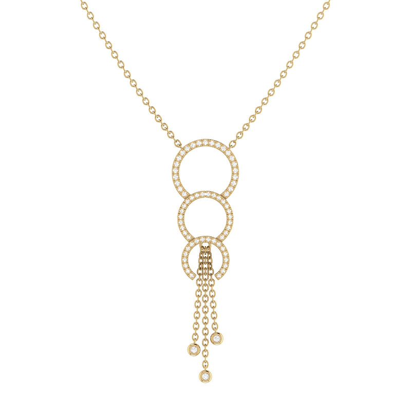 Chandelier Circle Trio Bolo Adjustable Diamond Lariat Necklace in 14K Yellow Gold