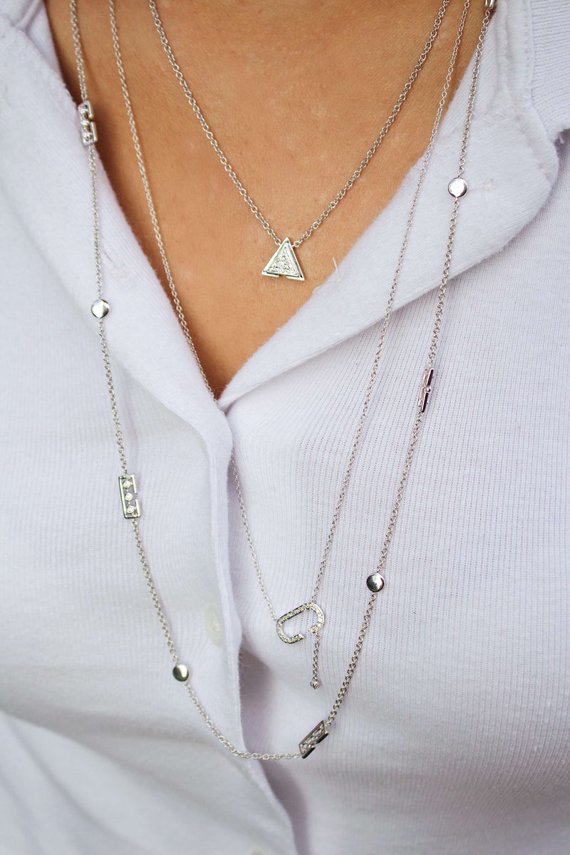 Skyscraper Triangle Diamond Necklace in Sterling Silver