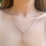 Crane Lariat Bolo Adjustable Triangle Diamond Necklace in 14K Rose Gold Vermeil on Sterling Silver