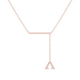 Crane Lariat Bolo Adjustable Triangle Diamond Necklace in 14K Rose Gold Vermeil on Sterling Silver
