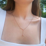 Crane Lariat Bolo Adjustable Triangle Diamond Necklace in 14K Rose Gold Vermeil on Sterling Silver
