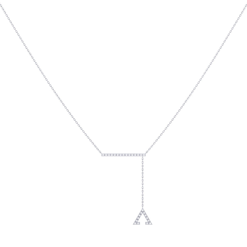 Crane Lariat Bolo Adjustable Triangle Diamond Necklace in 14K White Gold