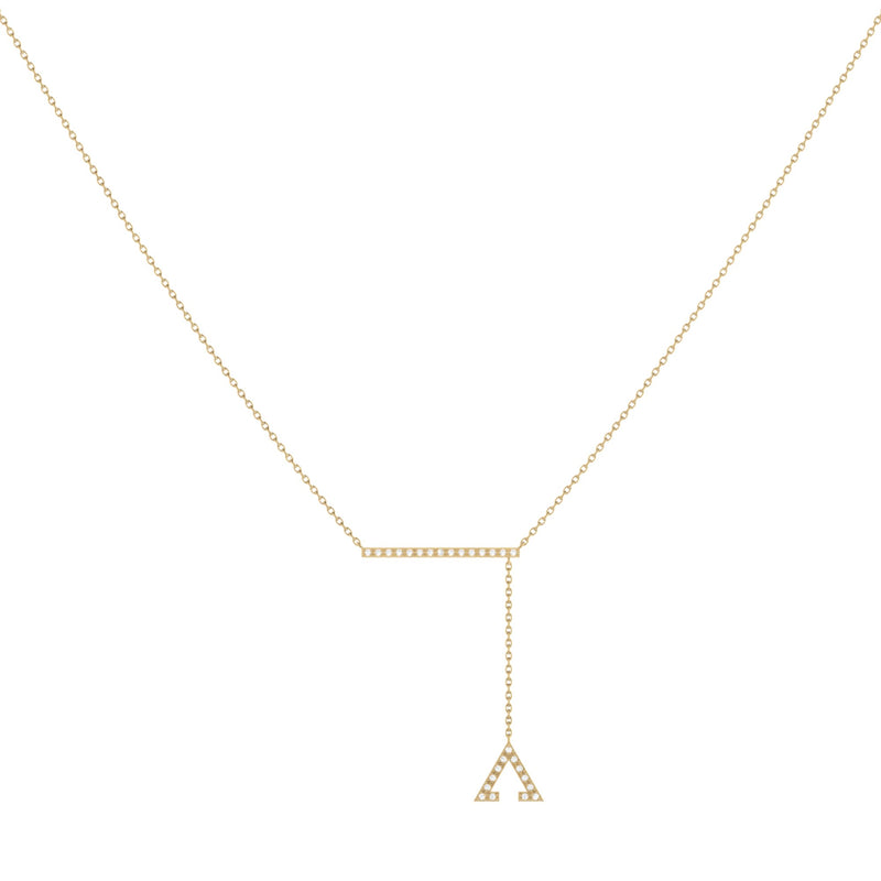 Crane Lariat Bolo Adjustable Triangle Diamond Necklace in 14K Yellow Gold