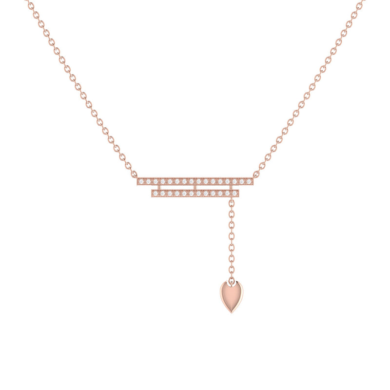 Wrecking Ball Double Bar Bolo Adjustable Diamond Lariat Necklace in 14K Rose Gold