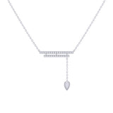 Wrecking Ball Double Bar Bolo Adjustable Diamond Lariat Necklace in Sterling Silver