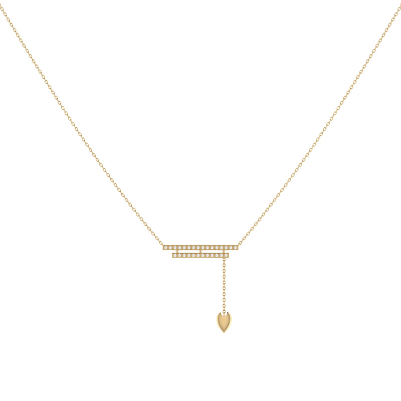 Wrecking Ball Double Bar Bolo Adjustable Diamond Lariat Necklace in 14K Yellow Gold Vermeil on Sterling Silver